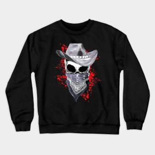 skull art, hat cowboy, bandanas, headband Crewneck Sweatshirt